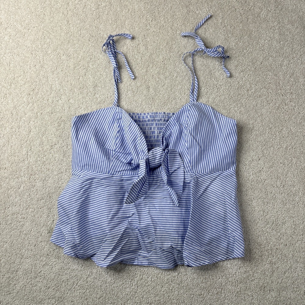 Maeve By Anthropologie Blue White Striped Tie Front Tank Top Size 4 NWT